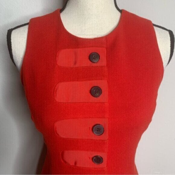 J. McLaughlin Orange Sleeveless Vintage Button Sheath Dress - Picture 6 of 14